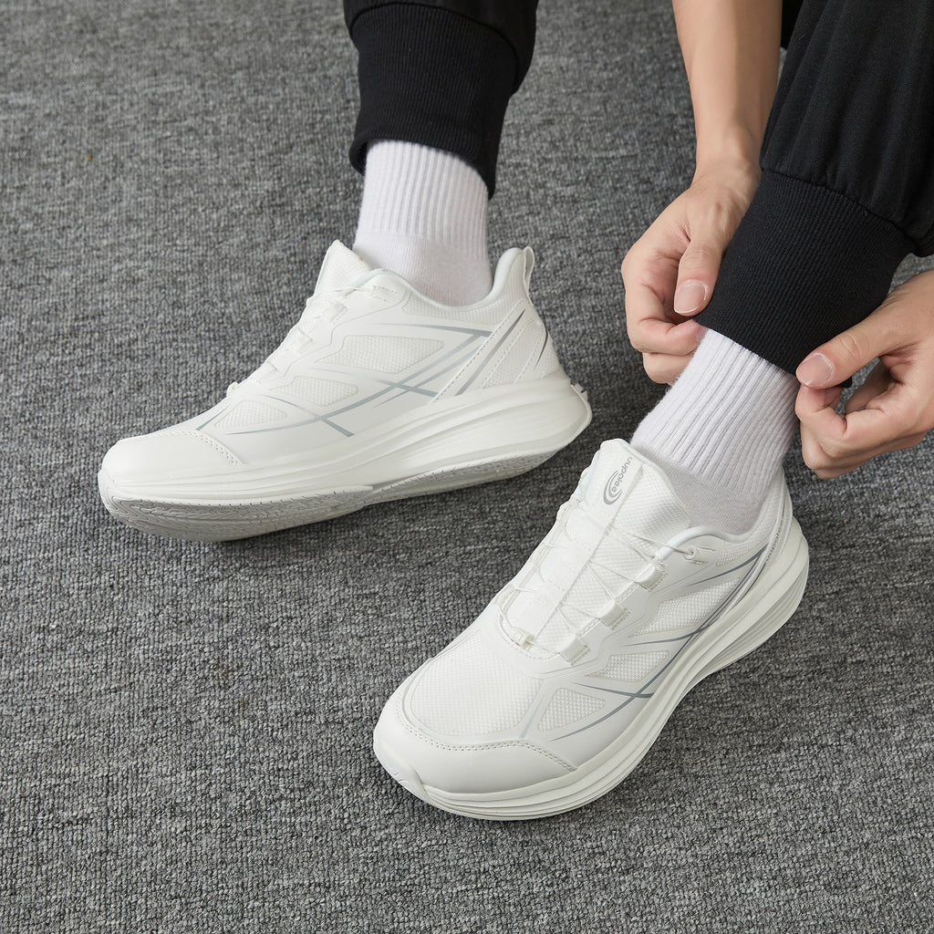 World's First Adjustable Hands Free Shoes for Unisex – Self Lacing Walking Shoes with Innovative Design, No-Tie Laces, No-Bend Convenience, Slip on & Slide & Go