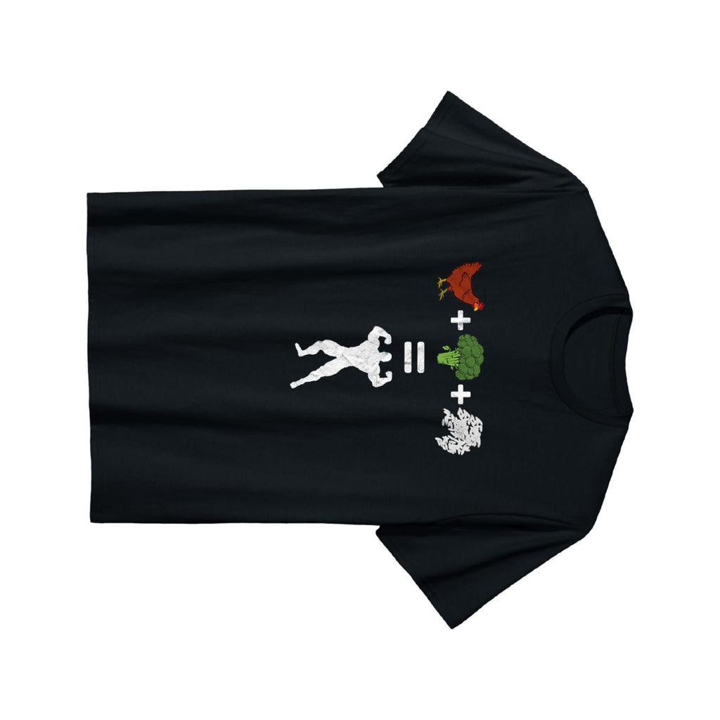 Pure Cotton Tee Featuring Chicken Broccoli Rice and Bodybuilding Workout Humor