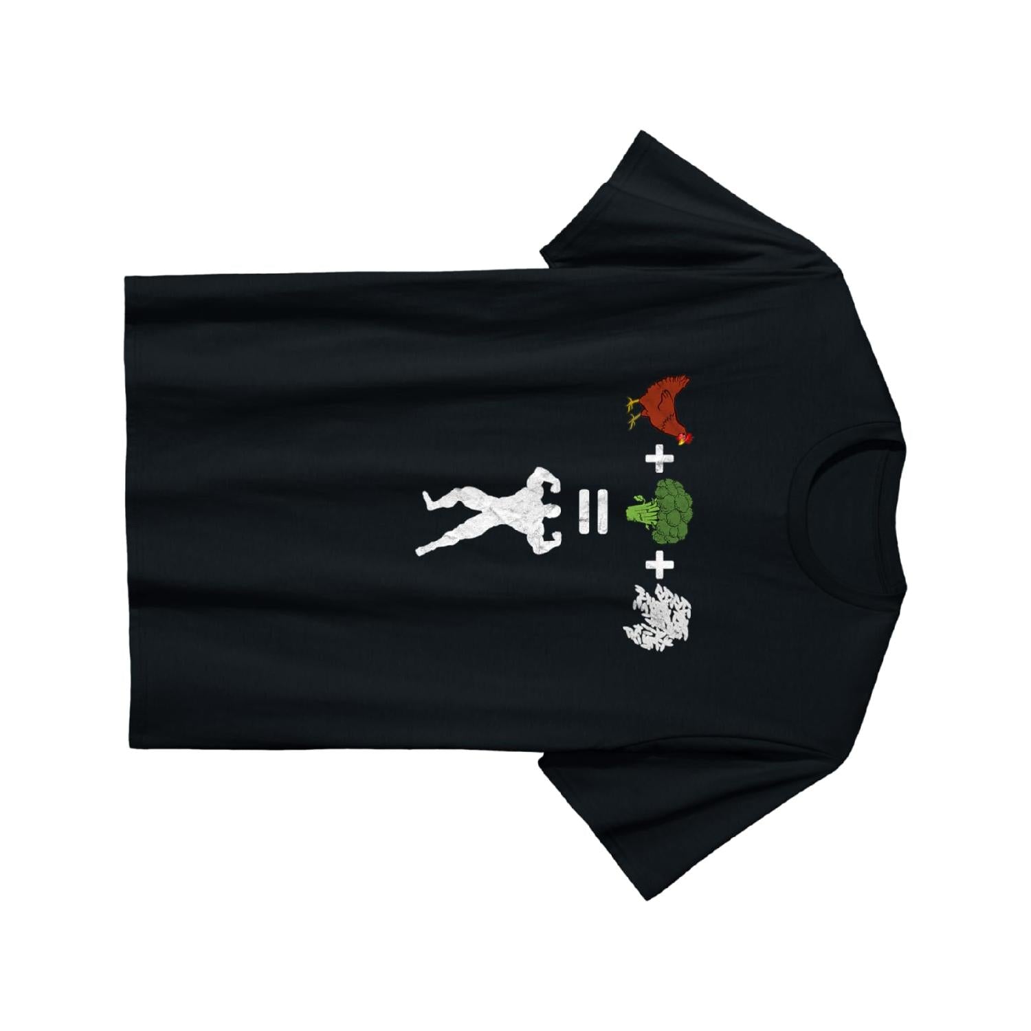 Pure Cotton Tee Featuring Chicken Broccoli Rice and Bodybuilding Workout Humor