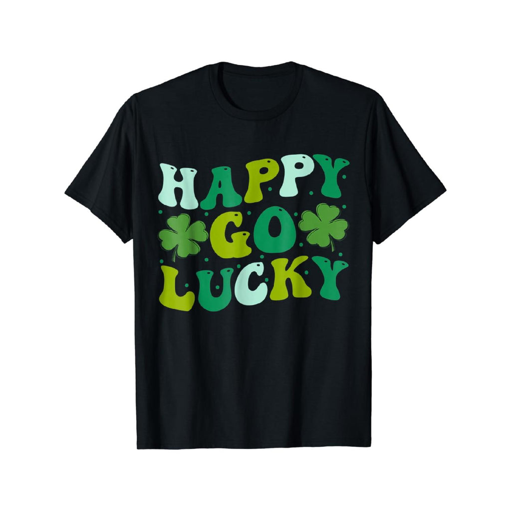100 Percent Cotton T Shirt Celebrating St Patricks Day Happy Go Lucky Shamrock Irish Retro Style
