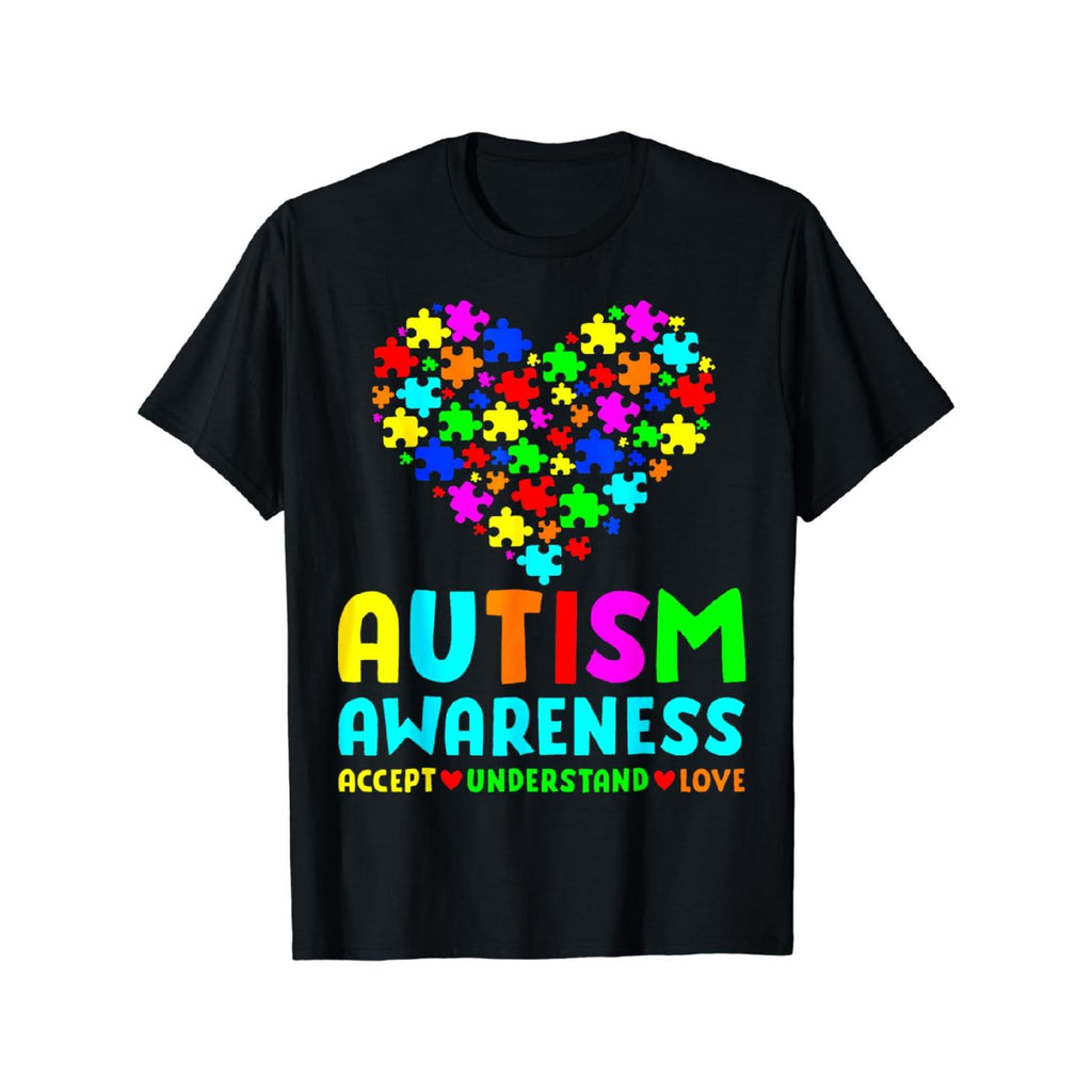 100 Percent Cotton T Shirt Featuring Autism Puzzle Heart Love Accept And Understand Raising Autism Awareness