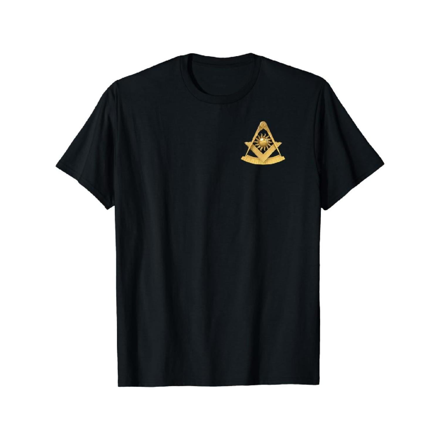 Cotton T Shirt Featuring Masonic Past Master Emblem Jewel Square Compass and Freemason Design