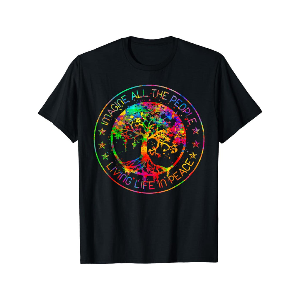 All The People Imagine Living Life in Peace with 100 Percent Cotton Tie Dye T Shirt