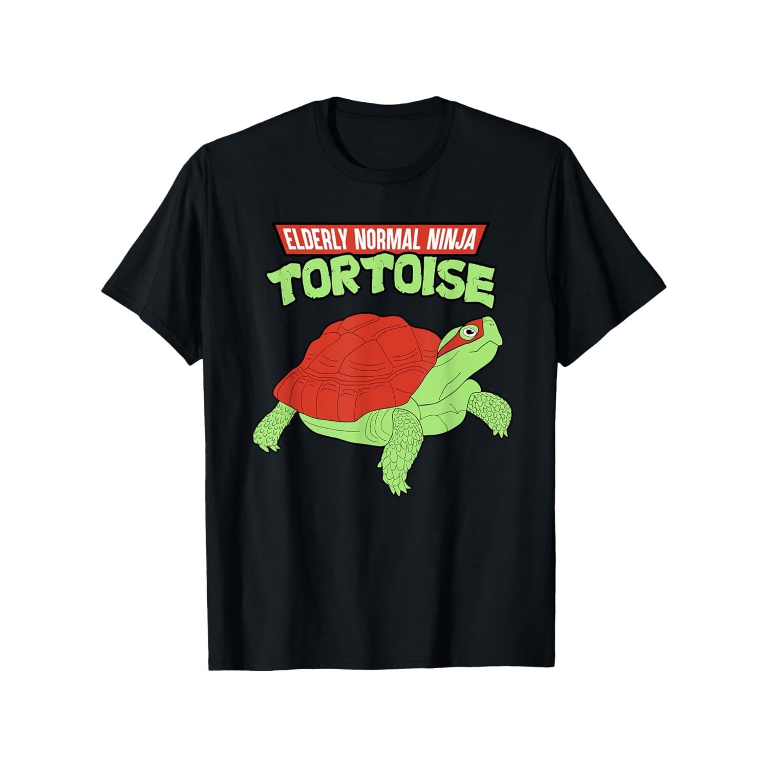 Vintage Elderly Normal Ninja Tortoise Classic Men Short Sleeve Funny Cool 100 Percent Cotton Fabric Weight 180g Graphic Tee Gift for Men Women Dad Mom Best Friends S XXXL Black