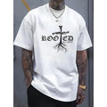 Mens 100 Percent Cotton Rooted in Christ Graphic TShirt Black Casual Short Sleeve Cross and Root Design Perfect for Casual Wear and Special Occasions Cotton Shirts