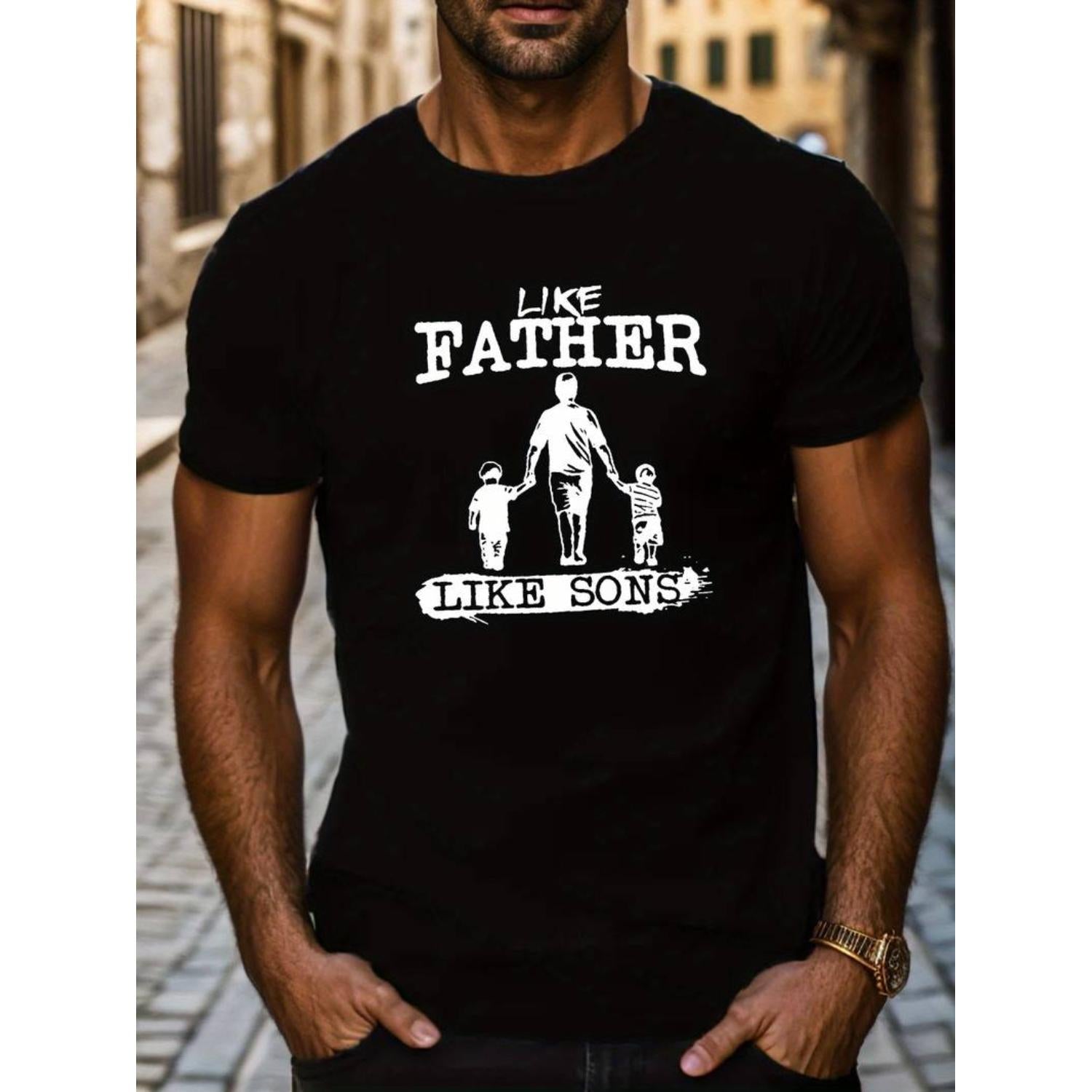 Like Father Like Sons Summer Casual Printed T Shirt Short Sleeve Tees for Men