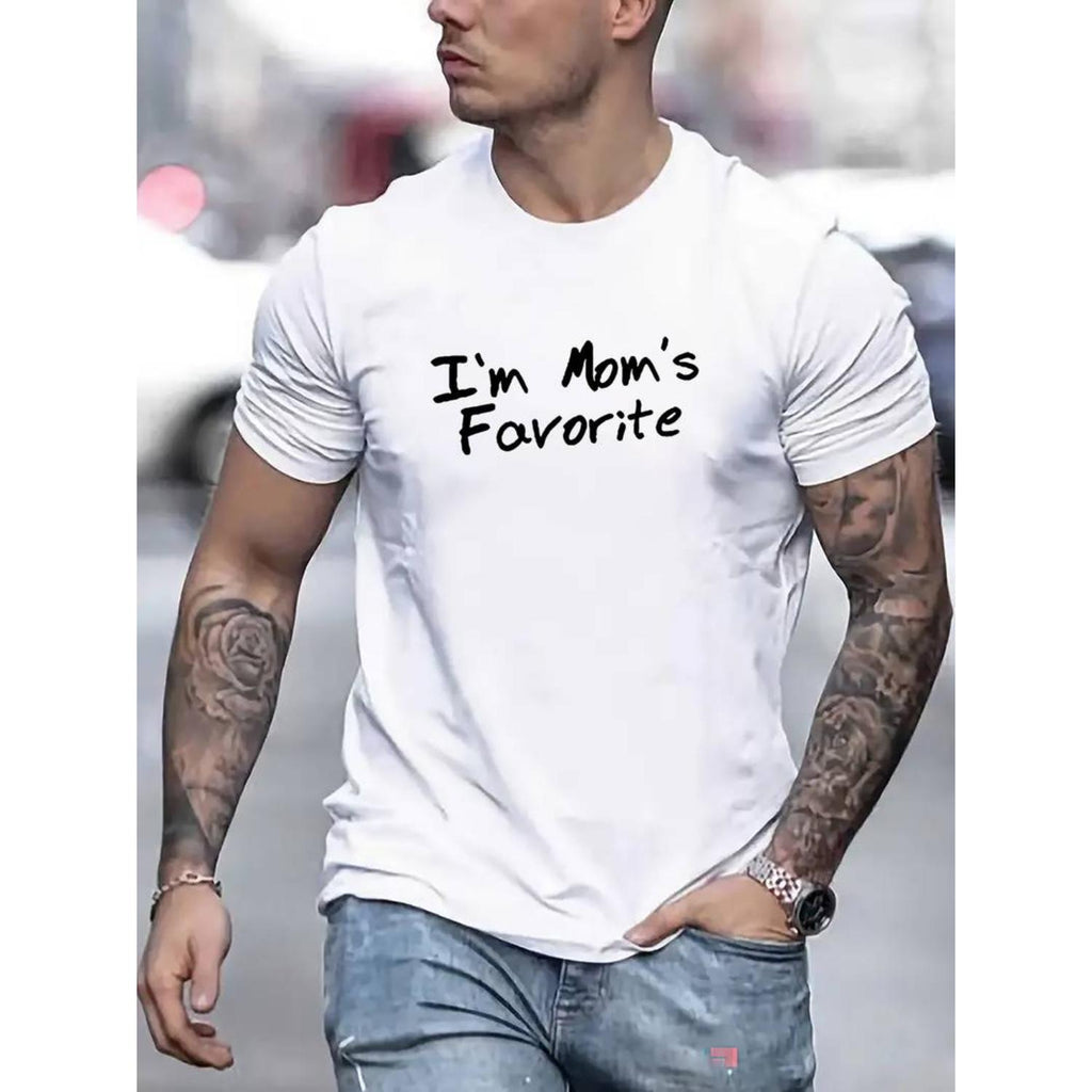 Moms Favorite Print Tee Casual Short Sleeve Shirt Tees For Men Summer Essentials
