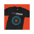 New Order Blue Monday 1988 Graphic T Shirt Mens Retro Casual Cotton Short Sleeve Black Round Neck Machine Washable Vintage Washed Design with Concentric Circles Print Vintage Washed Tee