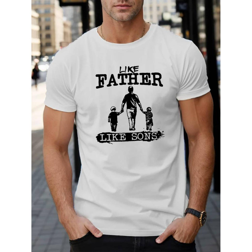 Like Father Like Sons Print Summer Casual Short Sleeve T Shirt For Men
