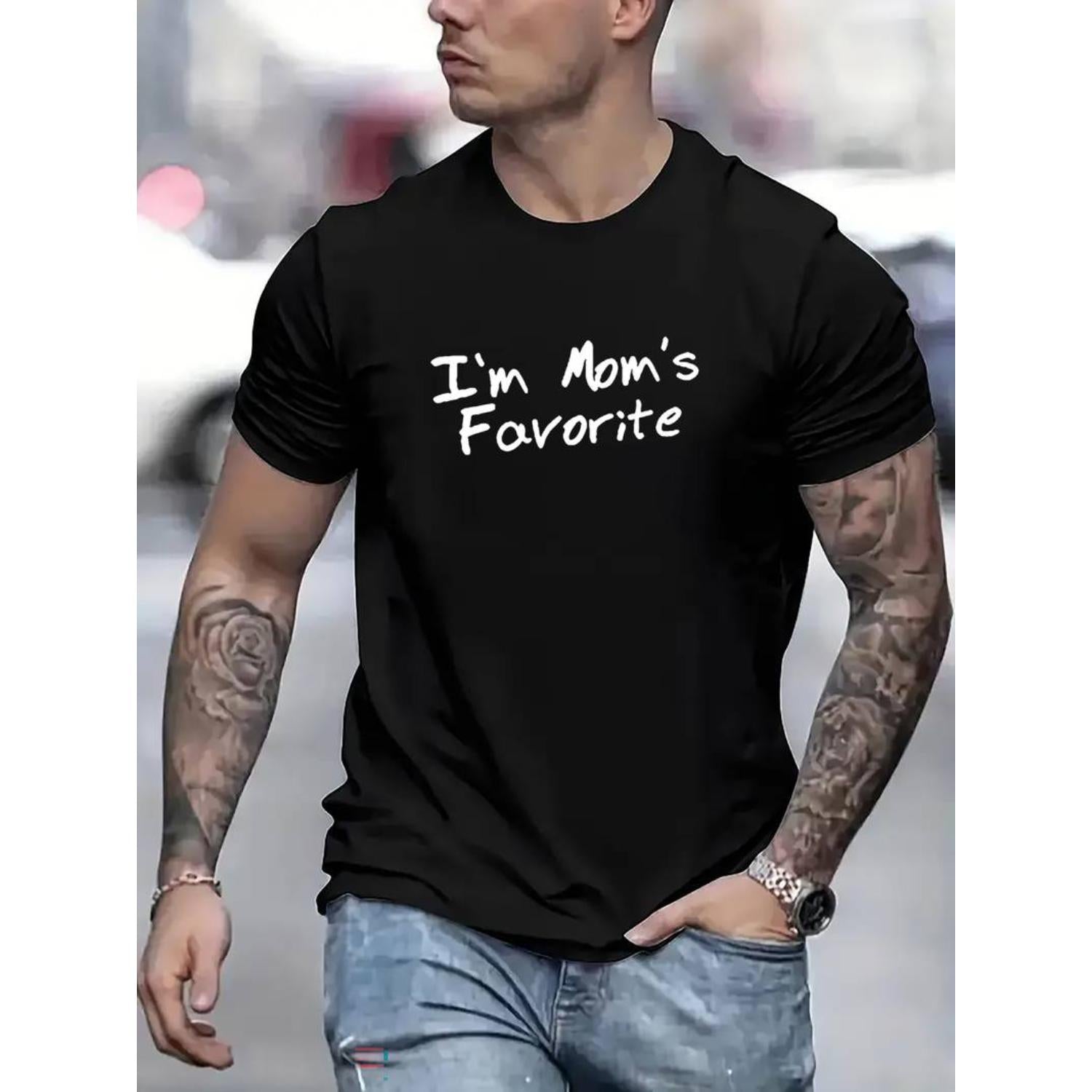 Moms Favorite Print Tee Casual Short Sleeve Summer T Shirt Tees For Men