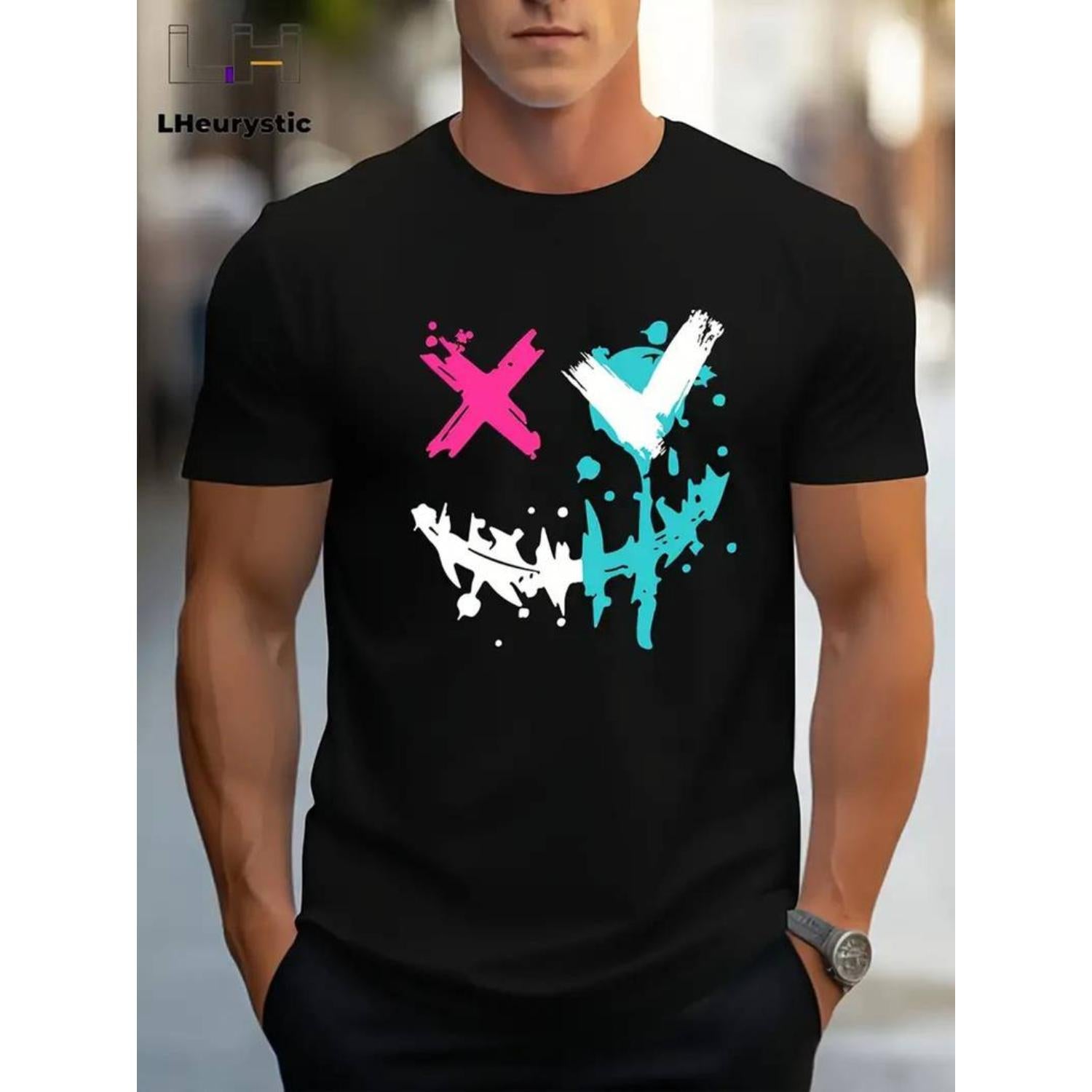 Humorous Monogram Printed Mens T Shirt Featuring Novelty Pattern Designs