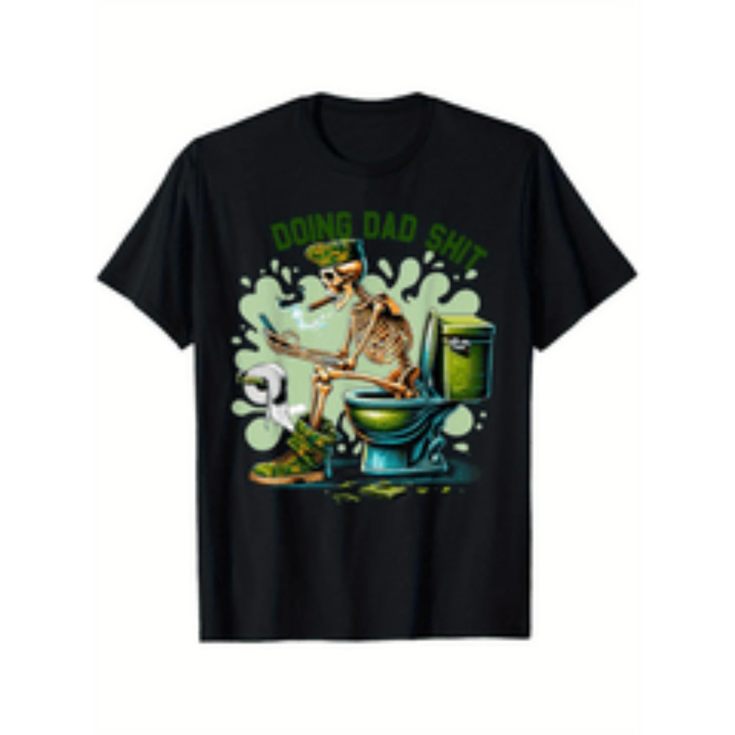 Funny Skeleton Design Doing Dad Humor T Shirt Black Regular Fit Short Sleeve Round Neck Casual Tee Ideal For Fathers Day Gift For Dad
