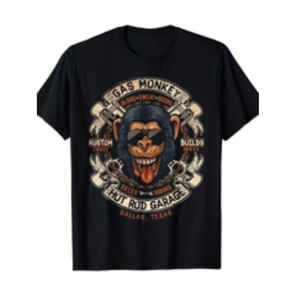 Monkey Gasoline Cross Piston T Shirt for Men Dynamic Automotive Style Perfect for Casual Wear