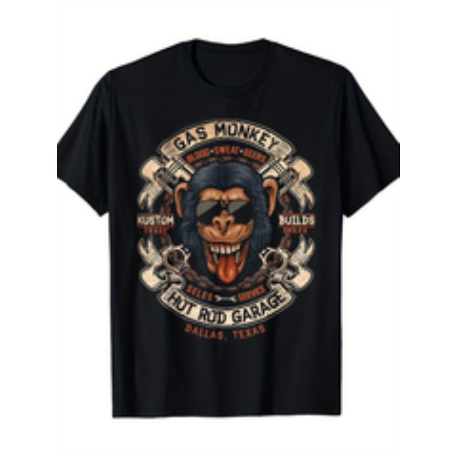 Monkey Gasoline Cross Piston T Shirt for Men Dynamic Automotive Style Perfect for Casual Wear