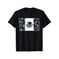 Casual Yardage Featuring Mexican Flag Design Short Sleeve Cotton T Shirt Suitable for Halloween Thanksgiving Christmas and Valentine's Day Gift Sizes S to 3XL Black