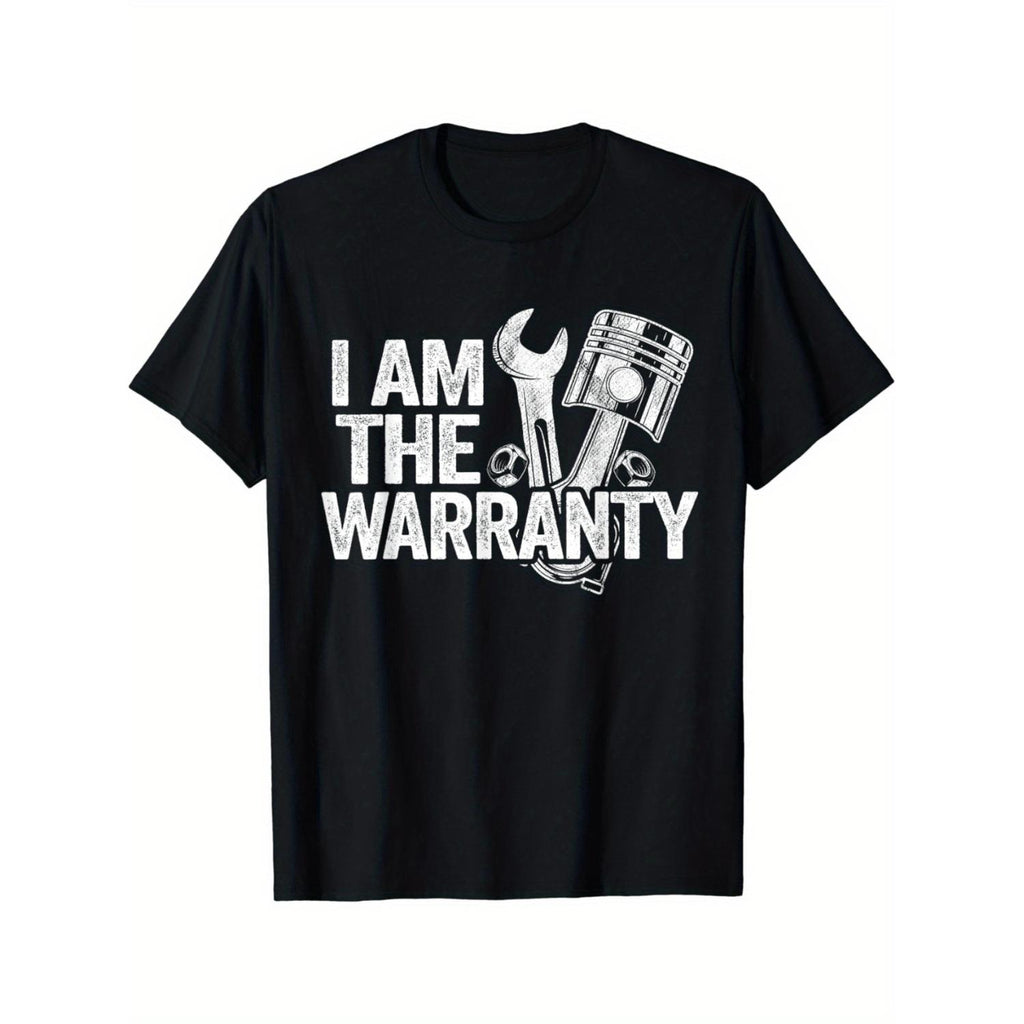 Mens Casual Cotton Crew Neck Short Sleeve Pullover Tee With I Am The Print Knit Fabric For Weekend Oversized Black T Shirt