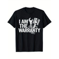 Mens Casual Cotton Crew Neck Short Sleeve Pullover Tee With I Am The Print Knit Fabric For Weekend Oversized Black T Shirt