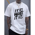 Mens Plus Size Geometric Print Cotton T Shirt Breathable Stretch Fabric Regular Fit Casual Tee Short Sleeve Round Neck Comfortable Clothing Graphic Shirt Stretchy Material White