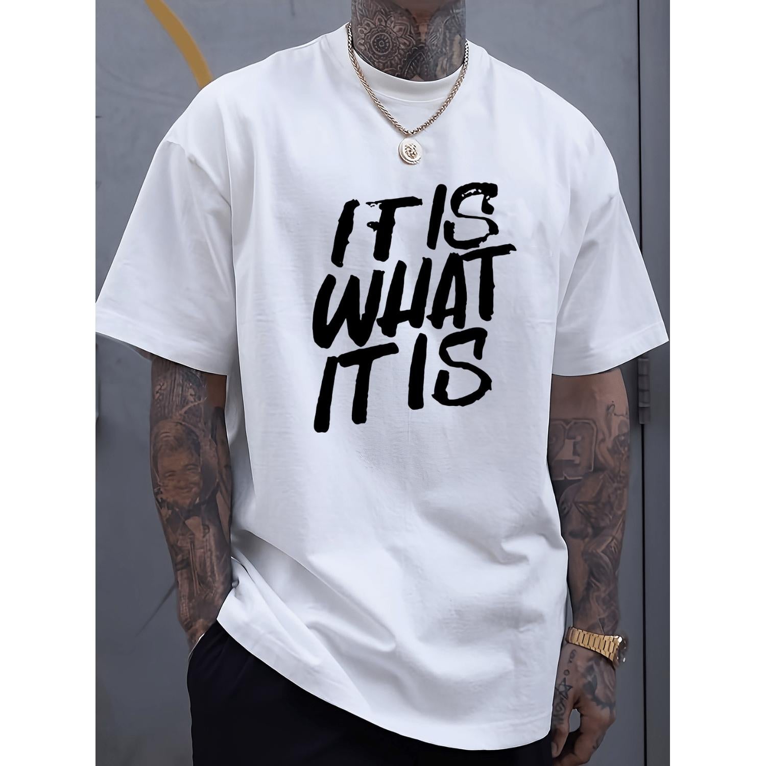 Mens Plus Size Geometric Print Cotton T Shirt Breathable Stretch Fabric Regular Fit Casual Tee Short Sleeve Round Neck Comfortable Clothing Graphic Shirt Stretchy Material White
