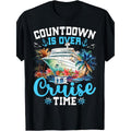 Casual 100 Percent Cotton T Shirt Round Neck Short Sleeve Vibrant Cruise Ship Palm Tree Graphic Machine Washable Perfect Fit Ideal for Travel Enthusiasts Summer Tee with Humorous Print and Vivid Cruise Graphics in Black