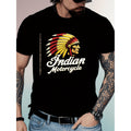 Cotton Crew Neck Graphic T Shirt Short Sleeve Casual Top with Heat Transfer Print Regular Fit for Men Machine Washable Black