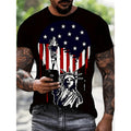 Mens Casual Crew Neck T Shirt Featuring 3D Statue Print Short Sleeve Regular Fit Made From Stretch Polyester Knit Fabric Lightweight Summer Wear 150gsm Black