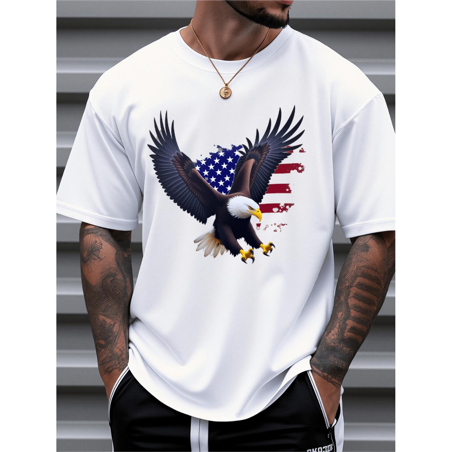 Men's Patriotic American Flag Navy Blue Casual Short Sleeve Loose Fit T-Shirt for Spring Summer Outdoor Activities Comfy 100 Cotton Tee