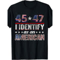 Patriotic American Flag 45 47 Print Cotton T Shirt Casual Crew Neck Unisex Stretch Knit Fabric for Men Women and Parents Black