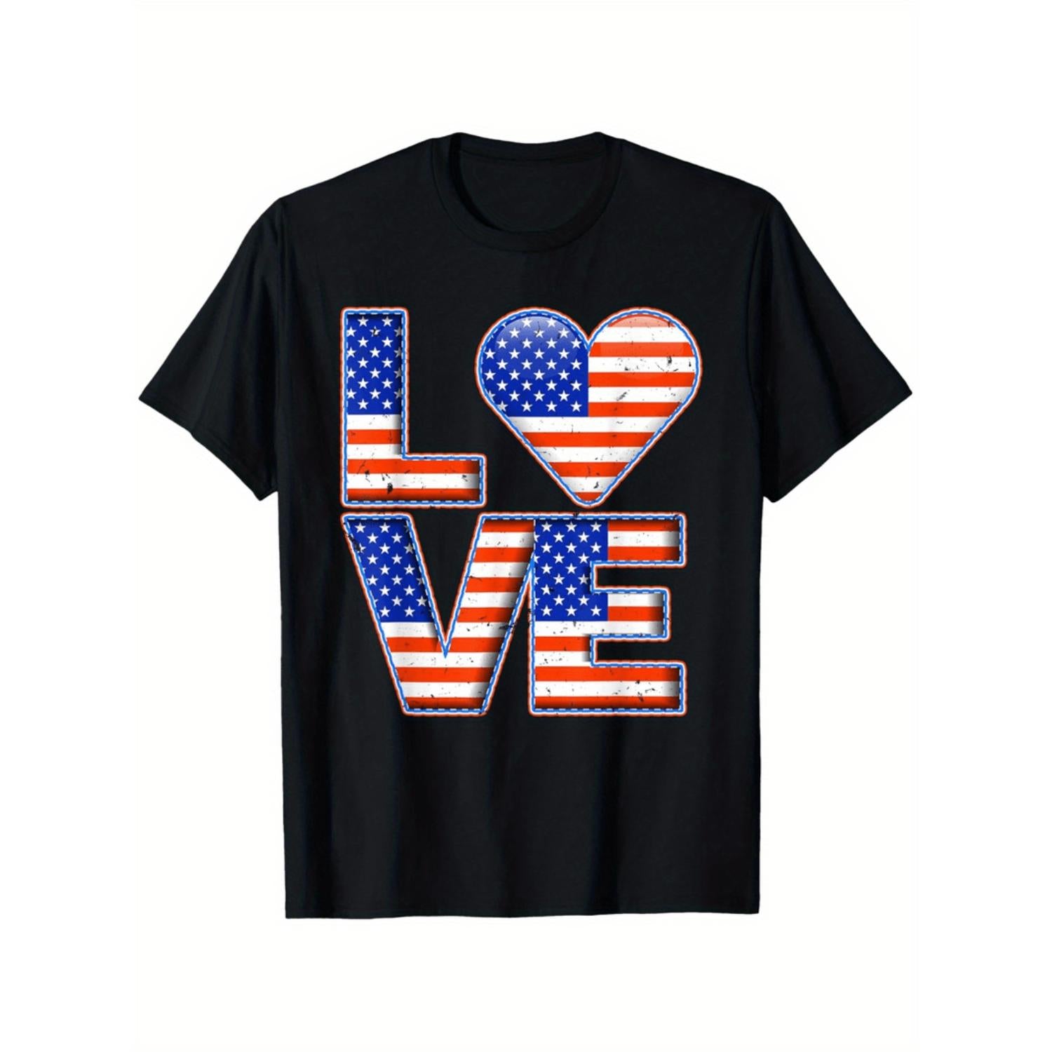 Love America USA T Shirt Day T Shirt for Men Women Dad Mom Regular Sizes S to XXXL Black 180 Gram Fabric Weight I Love Street Print Round Neck Top Black 1