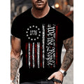 Mens Patriotic 1776 American Flag Graphic T Shirt Breathable Crew Neck Short Sleeve Tee Plus Size Large Through 6XL Casual Summer Top Featuring American Flag Design