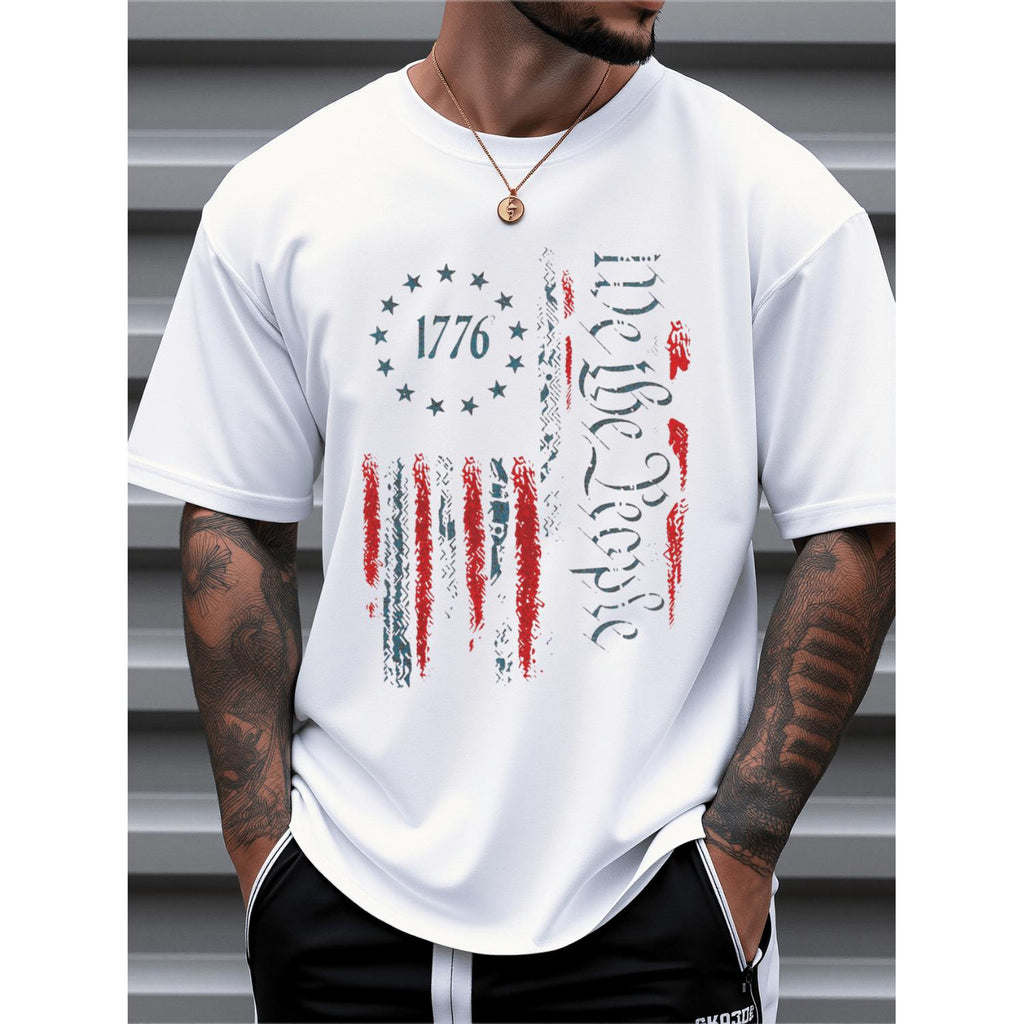Men's Casual TShirts with American Flag Print Made from Cotton Comfortable Summer Wear