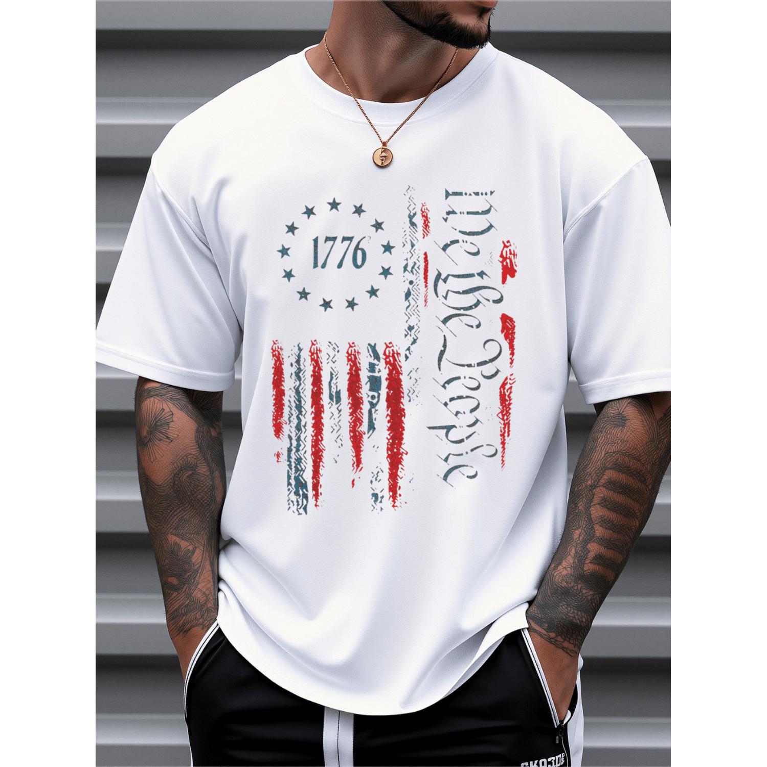 Men's Casual TShirts with American Flag Print Made from Cotton Comfortable Summer Wear