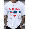 Mens Plus Size Patriotic Cocktail Print Cotton Short Sleeve Round Neck T Shirt for Casual Wear Decorations Festive Graphics Durable Plus Size Black