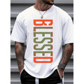 Mens T Shirts Cotton Fabric Loose Fit Comfortable Breathable Blessed Black Print Design Fashionable Trendy Suitable for Daily Outdoor Summer Wear