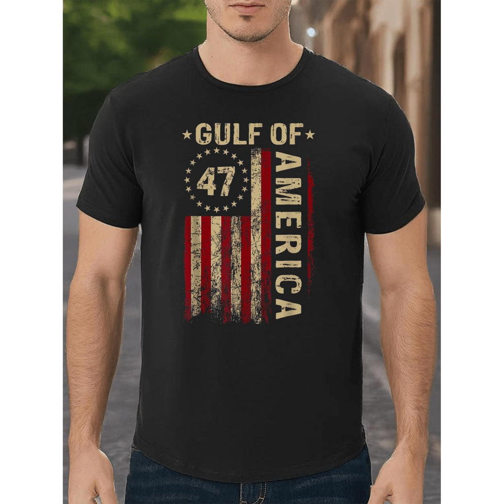 Mens Vintage Flag T Shirt Patriotic Cotton Round Neck Short Sleeve Lightweight Breathable Summer Flag Shirt Black