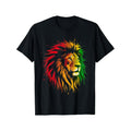 Jamaican Rasta Flag Lion Design Black T Shirt