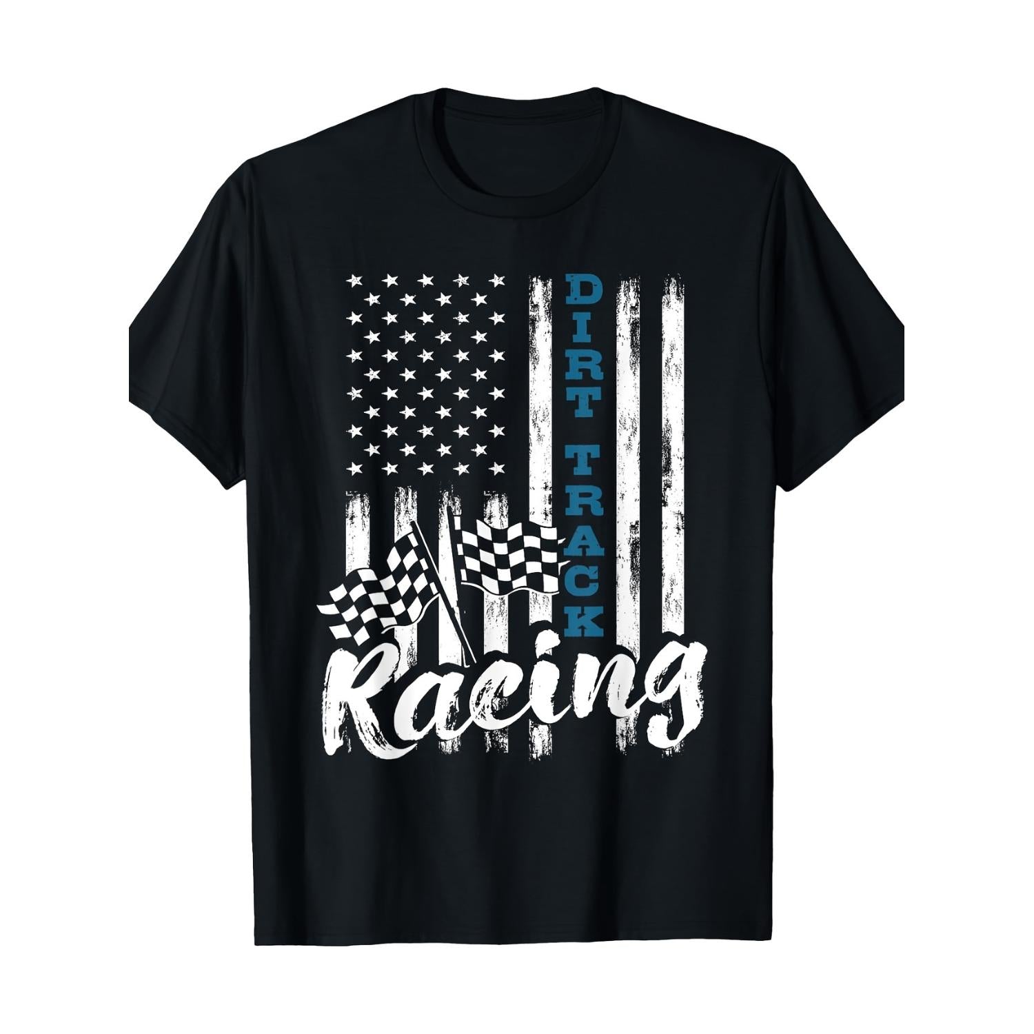 Racing Patriotic United States Flag Racer T Shirt 100 Percent Cotton 220 Gram