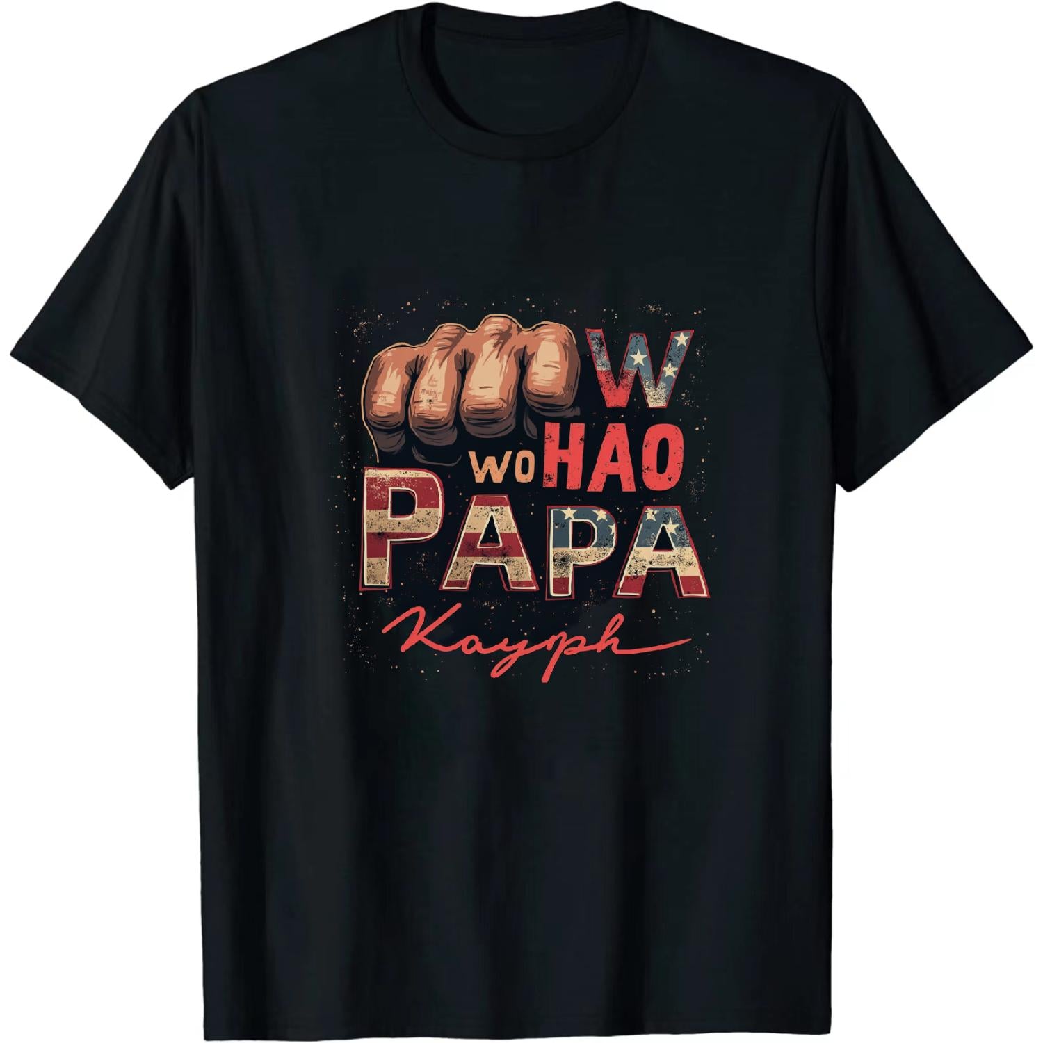 Eye Catching Style Apparel Look T Shirt Wo Hao Papa Distinctive Print Design