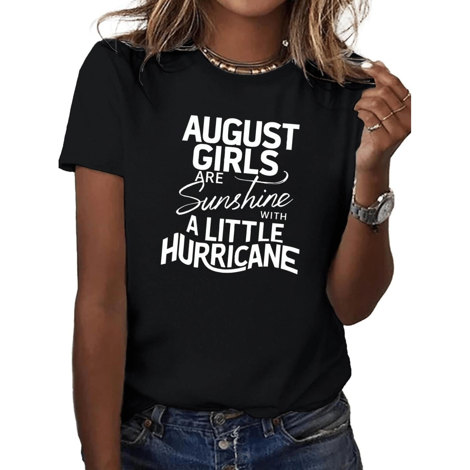 Girls Are Sunshine Soft Breathable Pure Womens T Shirt Relaxed Fit Everyday Summer Essential Black