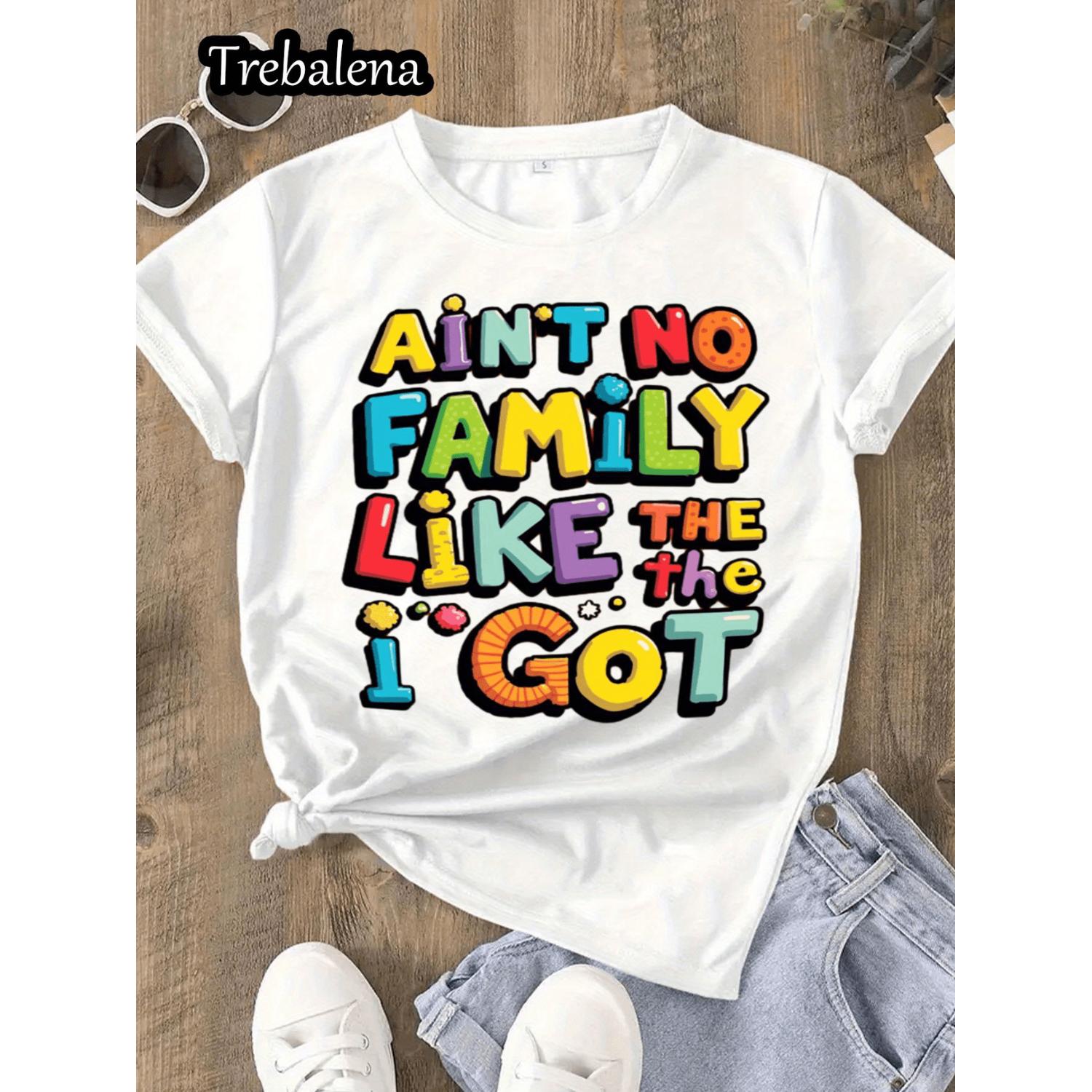 Plus Size Round Neck T Shirt Colorful Lettering Short Sleeve Fashion Casual Top For Womens Clothing For Mothers Day Memorial Day Juneteenth In Sizes 0XL To 4XL Black