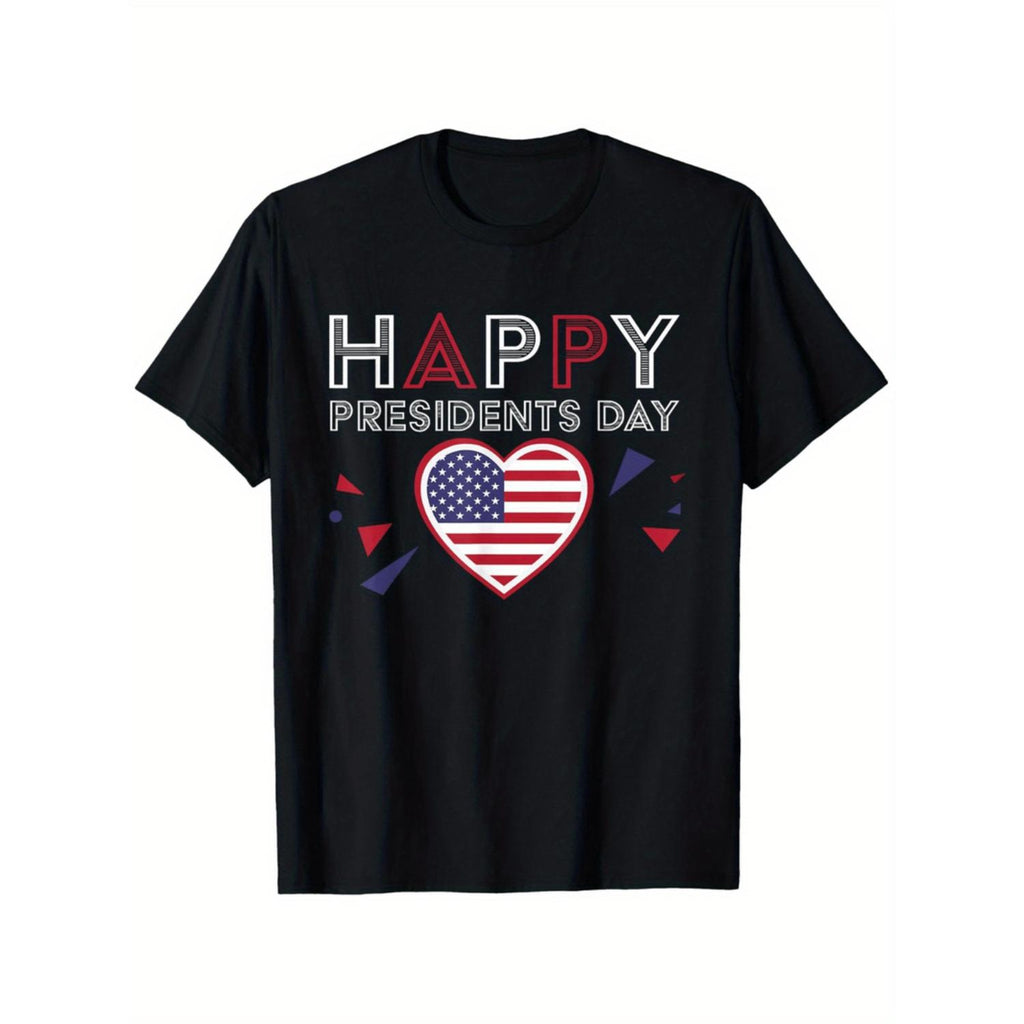Cute Happy Presidents Day T Shirt For Men Women Dad Mom Regular Sizes S To XXXL Black 180G Fabric Weight I Love Street Printed Round Neck Top