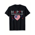 Cute Happy Presidents Day T Shirt For Men Women Dad Mom Regular Sizes S To XXXL Black 180G Fabric Weight I Love Street Printed Round Neck Top
