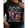 Casual Short Sleeve T Shirt for Women Featuring Mom and Grandma Hummingbird Floral Print Round Neck and Family Theme Fabric