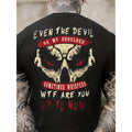 Mens Edgy Skull Graphic T Shirt Featuring The Devil Design Short Sleeve Round Neck Cotton Casual Tee Suitable For Summer Outdoor Wear And Casual Attire