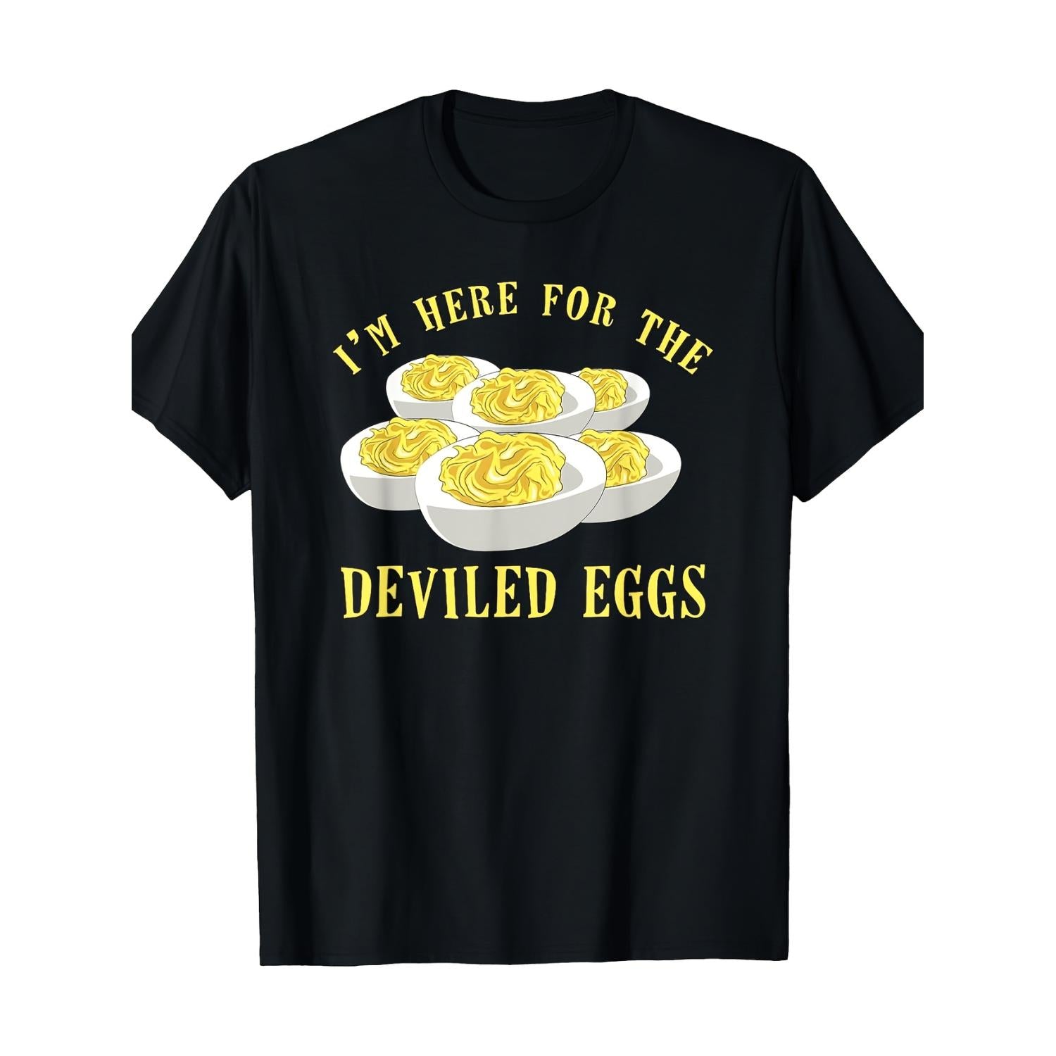 Mens Funny Deviled Eggs Graphic T Shirt Casual Vintage Style Short Sleeve Cotton Tee Comfortable Breathable Fabric Humorous Print
