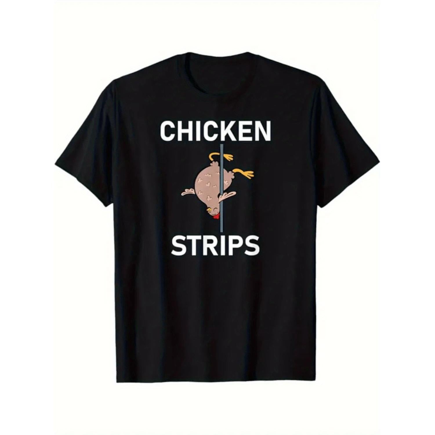 Pole Dance Hen Print Men's T Shirt Trendy Cotton Short Sleeve Casual Top With Comfortable Round Collar Moisture Wicking Lightweight Summer Black