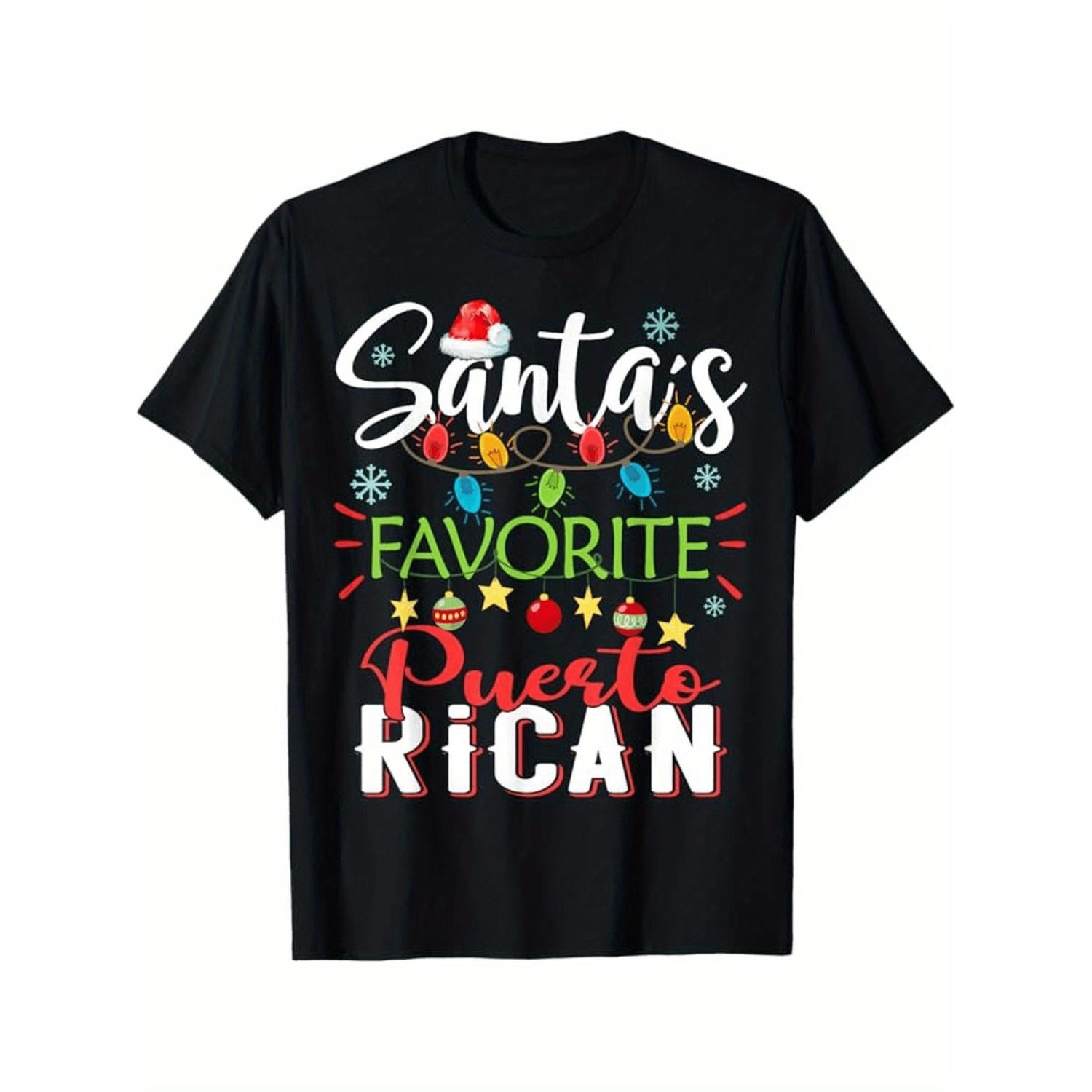 Festive Puerto Rican Christmas T Shirt in 100 Cotton Crew Neck Casual Style with Holiday Print Available in Black Sizes S to 3XL Ideal Gift for Men Dad and Friends Travel Friendly Holiday T Shirt