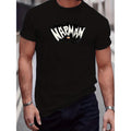 Mens Plus Size Casual T Shirt Stretch Printed Graphic Tee Crew Neck Short Sleeves 95 Polyester 5 Spandex Regular Fabric 180g Suitable for Spring Summer and Fall Teen and Adult Sizes Black
