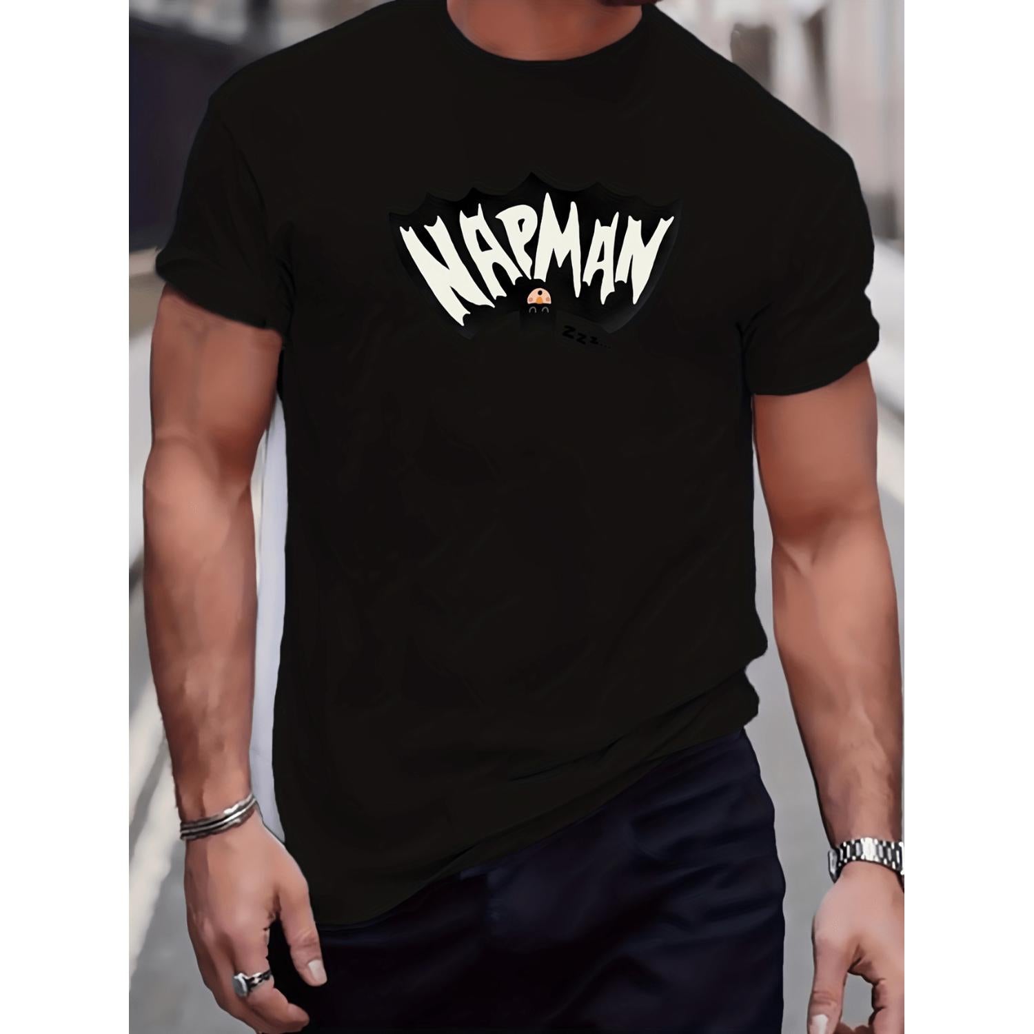 Mens Plus Size Casual T Shirt Stretch Printed Graphic Tee Crew Neck Short Sleeves 95 Polyester 5 Spandex Regular Fabric 180g Suitable for Spring Summer and Fall Teen and Adult Sizes Black