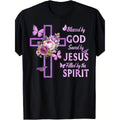 God Purple Flower Cotton T Shirt Black with 220 GSM Fabric